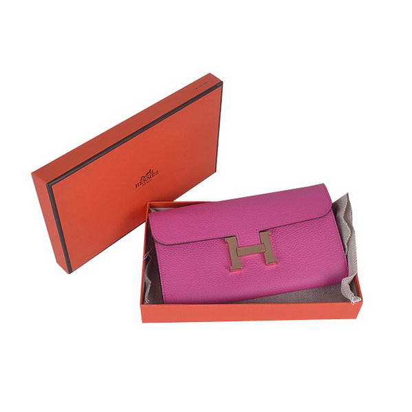 Cheap Fake Hermes Constance Long Wallets Peach Calfskin Leather Gold